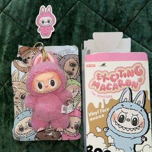 Exciting Macaron Pink Plush Keychain